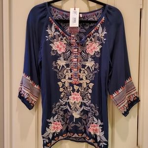 Johnny Was embroidered rayon top